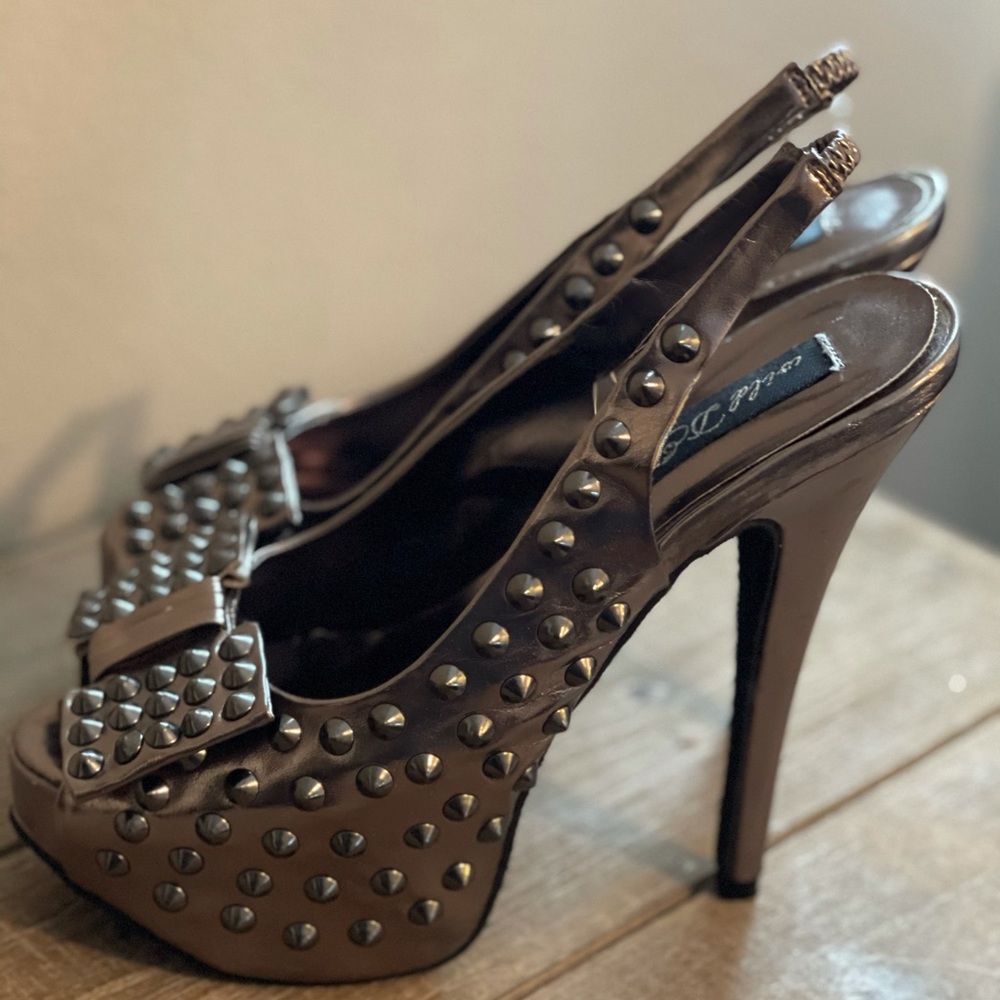 Spiked Gunmetal Formal Heels Gem